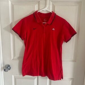 Y2K Ohio State Buckeyes Women’s Size Large Polo Red Black Stripes